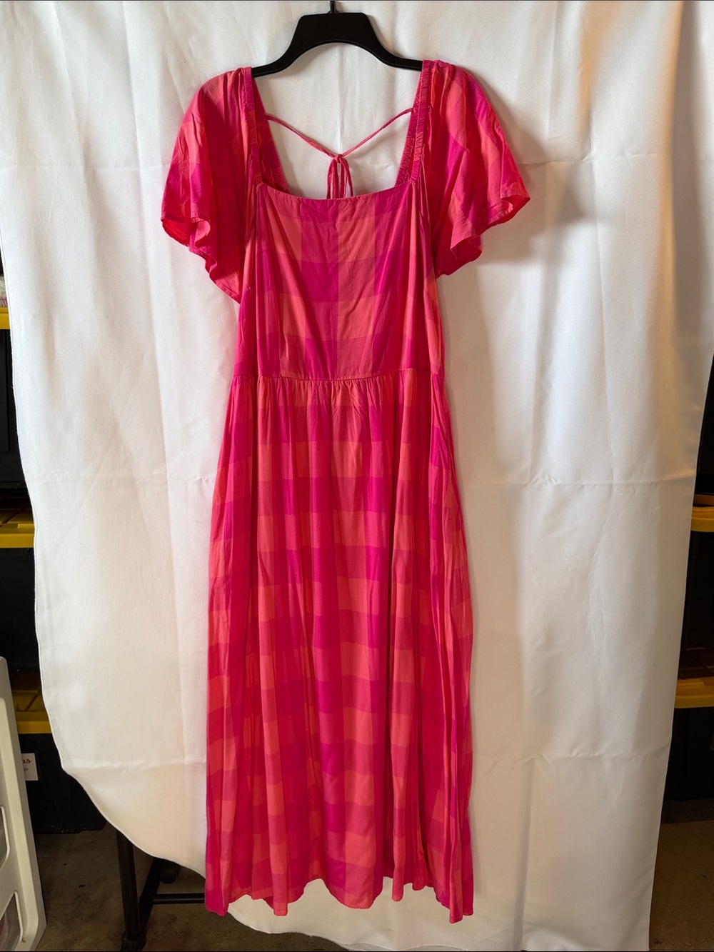 Women’s Pink Check Midi Dress